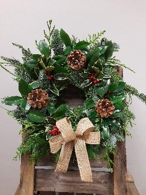 Holly & Pine Cone Wreath
