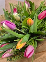Just Tulips Tied Bunch